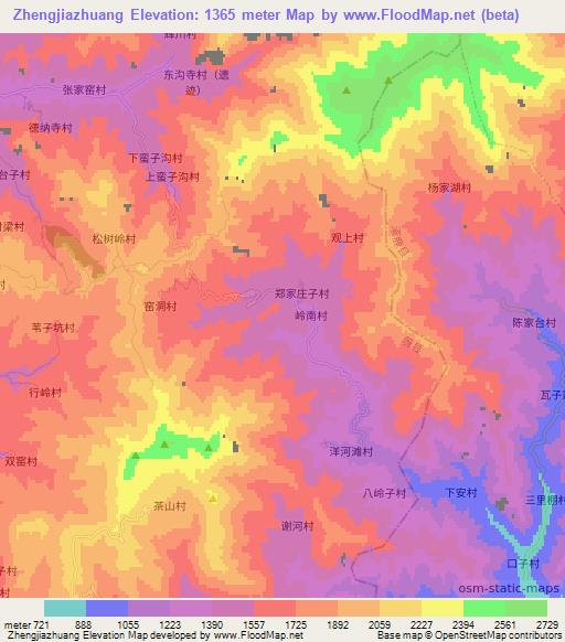 Zhengjiazhuang,China Elevation Map