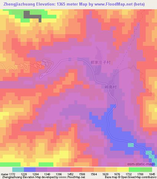 Zhengjiazhuang,China Elevation Map