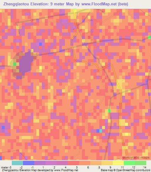 Zhengqiaotou,China Elevation Map