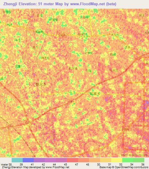 Zhengji,China Elevation Map