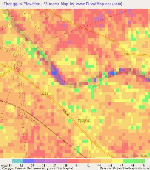 Zhengguo,China Elevation Map