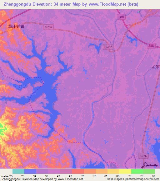 Zhenggongdu,China Elevation Map