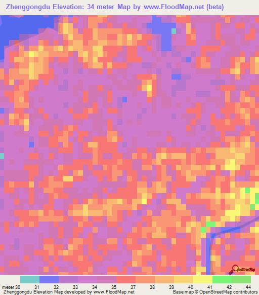 Zhenggongdu,China Elevation Map