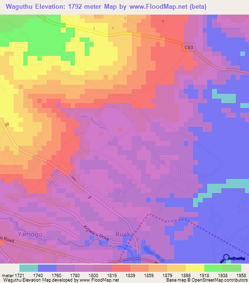 Waguthu,Kenya Elevation Map