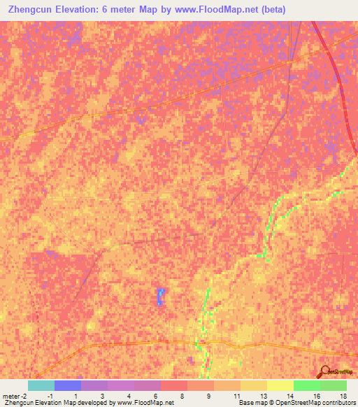 Zhengcun,China Elevation Map