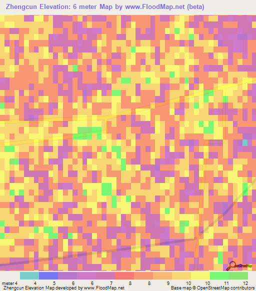 Zhengcun,China Elevation Map