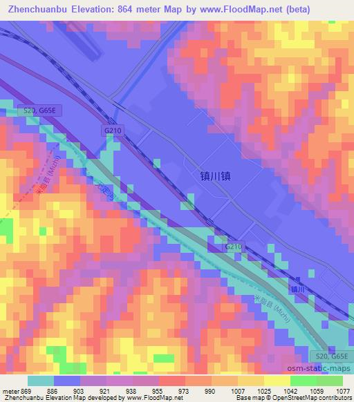 Zhenchuanbu,China Elevation Map