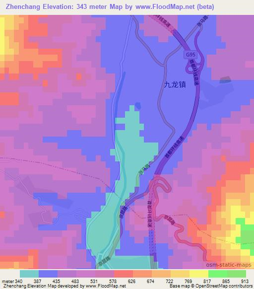 Zhenchang,China Elevation Map