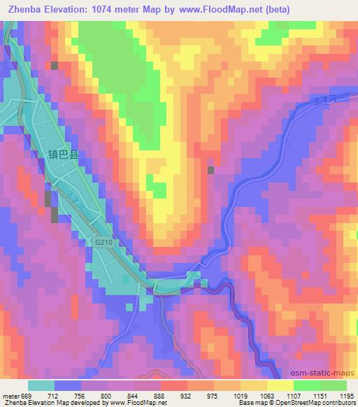 Zhenba,China Elevation Map