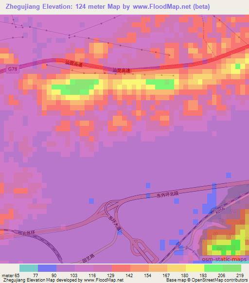 Zhegujiang,China Elevation Map