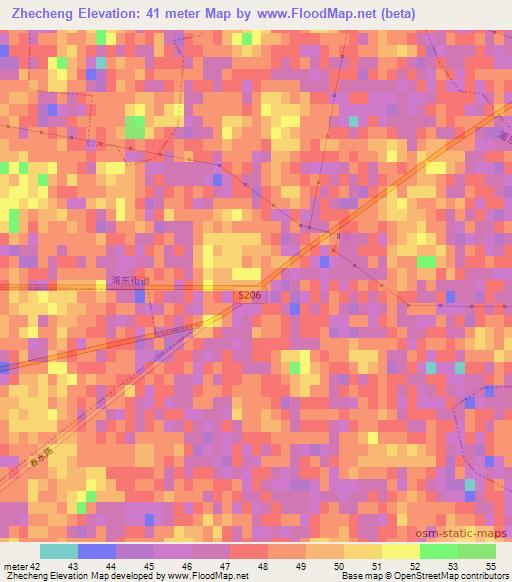 Zhecheng,China Elevation Map