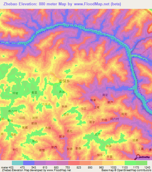 Zhebao,China Elevation Map