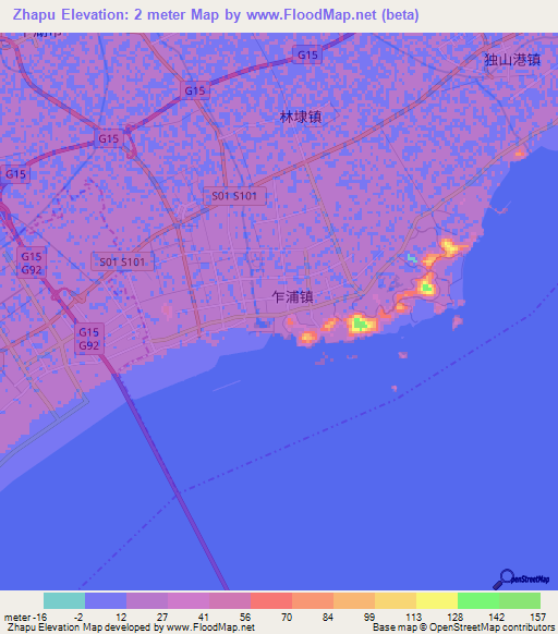 Zhapu,China Elevation Map
