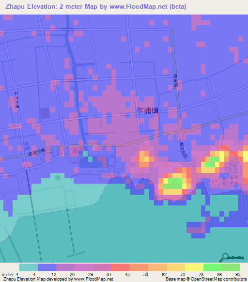 Zhapu,China Elevation Map