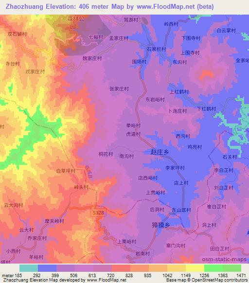 Zhaozhuang,China Elevation Map