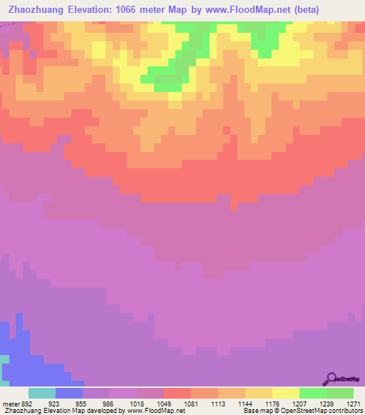 Zhaozhuang,China Elevation Map