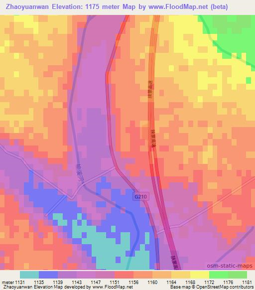 Zhaoyuanwan,China Elevation Map