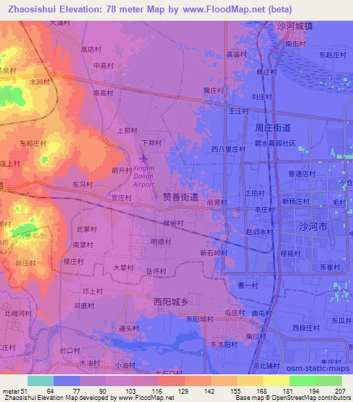 Zhaosishui,China Elevation Map