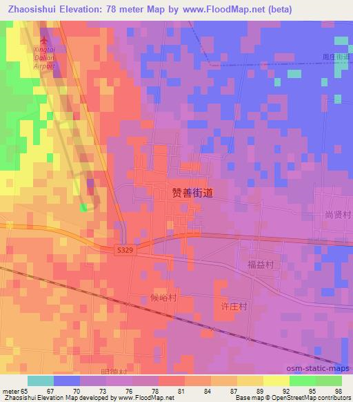 Zhaosishui,China Elevation Map
