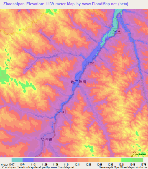 Zhaoshipan,China Elevation Map