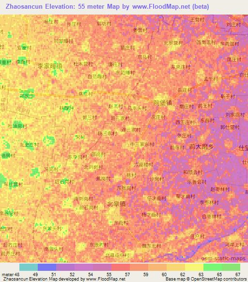 Zhaosancun,China Elevation Map