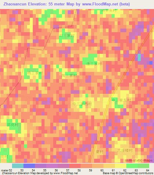 Zhaosancun,China Elevation Map