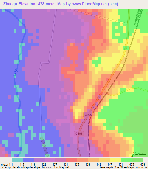 Zhaoqu,China Elevation Map