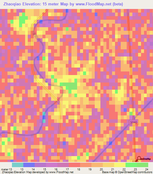 Zhaoqiao,China Elevation Map