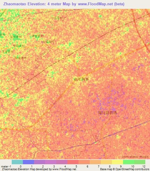 Zhaomaotao,China Elevation Map