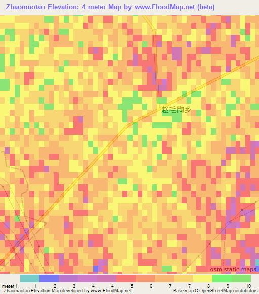Zhaomaotao,China Elevation Map