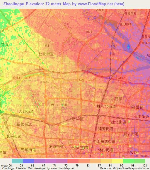 Zhaolingpu,China Elevation Map