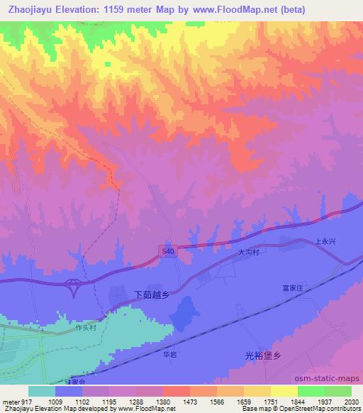 Zhaojiayu,China Elevation Map