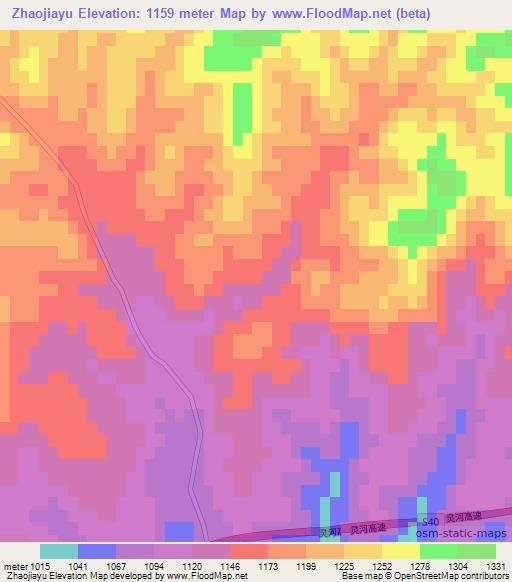 Zhaojiayu,China Elevation Map