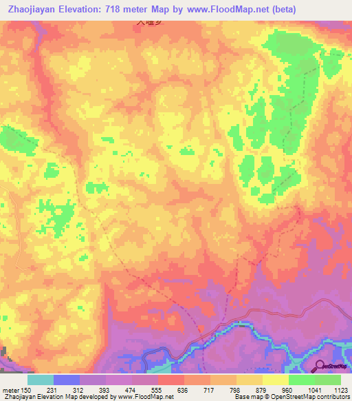 Zhaojiayan,China Elevation Map