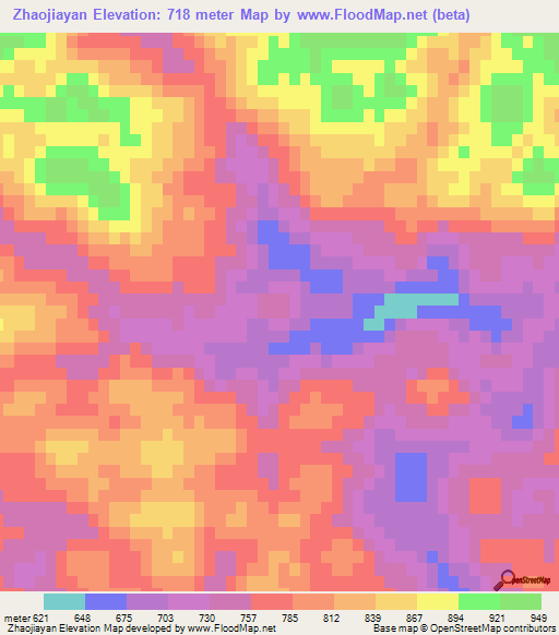 Zhaojiayan,China Elevation Map