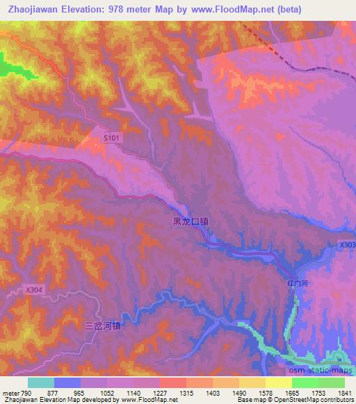 Zhaojiawan,China Elevation Map