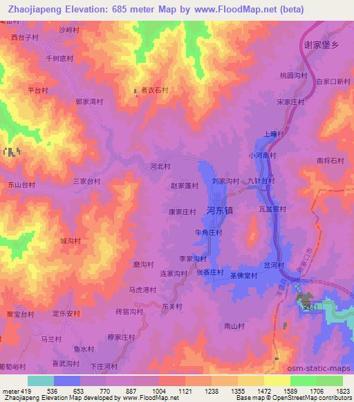 Zhaojiapeng,China Elevation Map