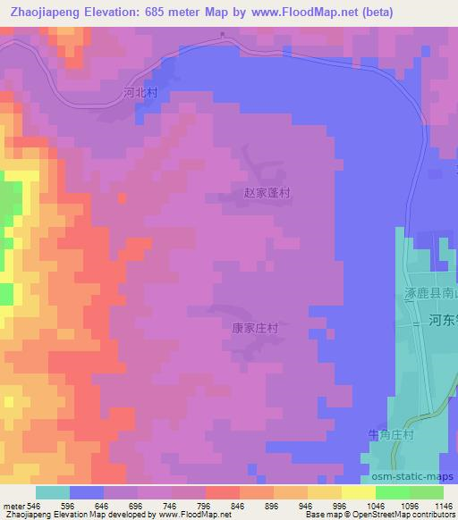 Zhaojiapeng,China Elevation Map