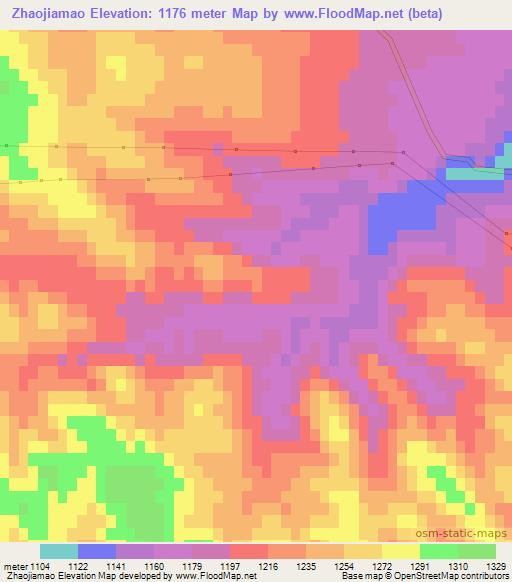 Zhaojiamao,China Elevation Map