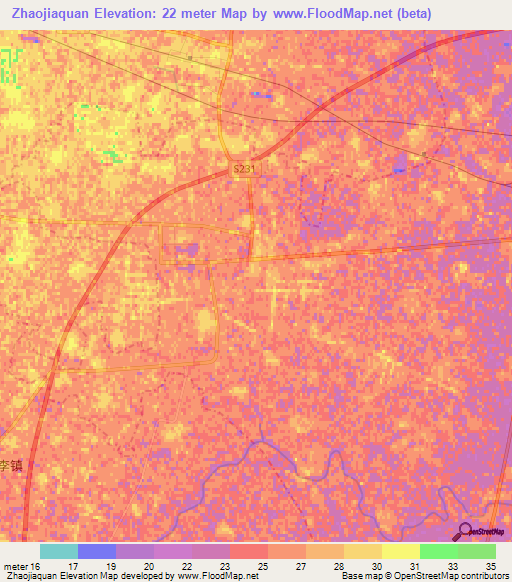 Zhaojiaquan,China Elevation Map