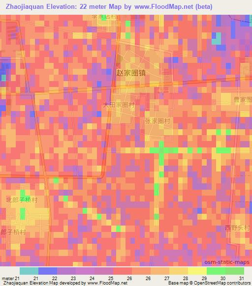 Zhaojiaquan,China Elevation Map