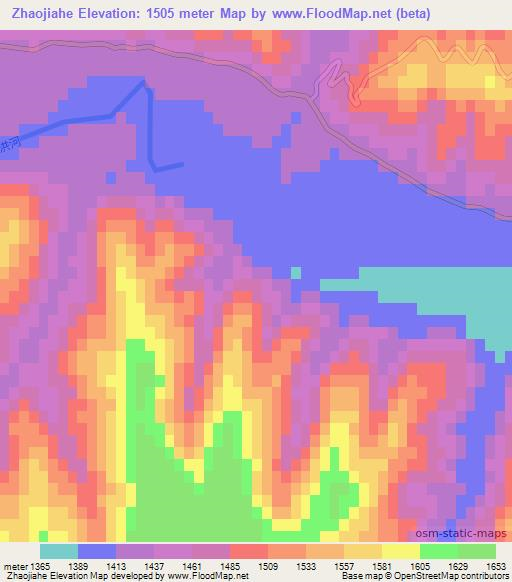 Zhaojiahe,China Elevation Map