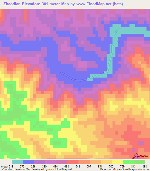 Zhaodian,China Elevation Map