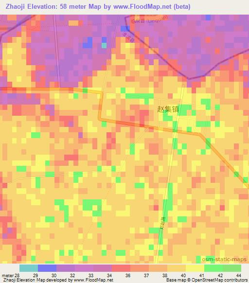 Zhaoji,China Elevation Map