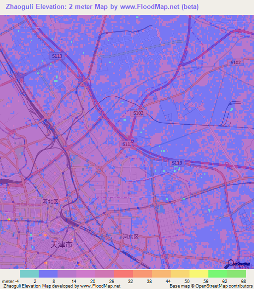 Zhaoguli,China Elevation Map