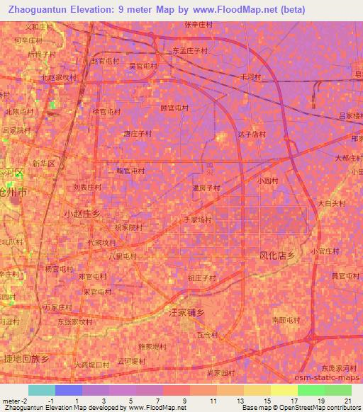 Zhaoguantun,China Elevation Map
