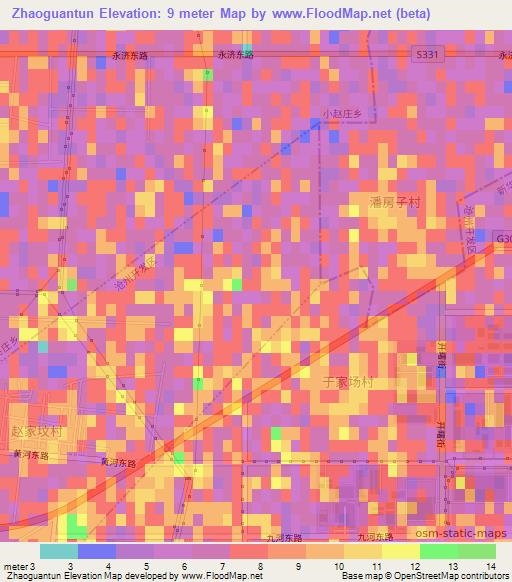 Zhaoguantun,China Elevation Map