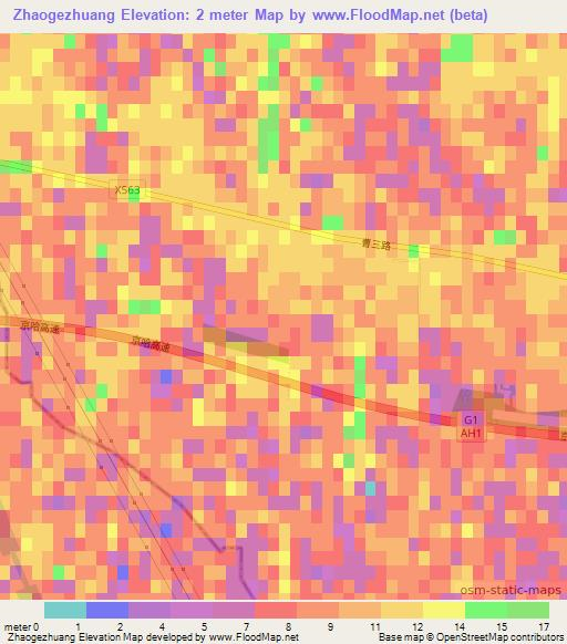 Zhaogezhuang,China Elevation Map