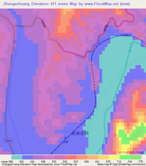 Zhaogezhuang,China Elevation Map