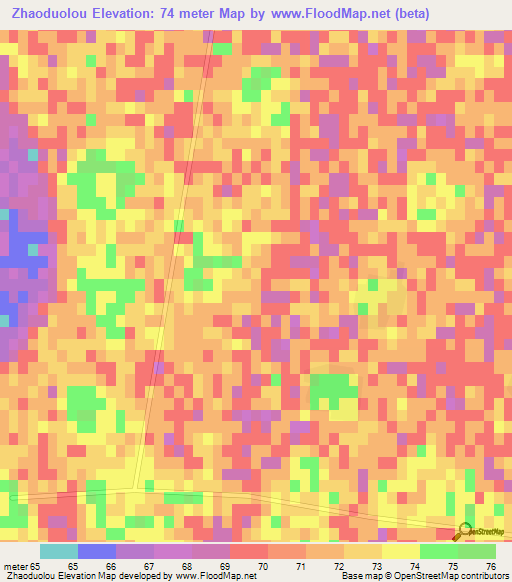 Zhaoduolou,China Elevation Map